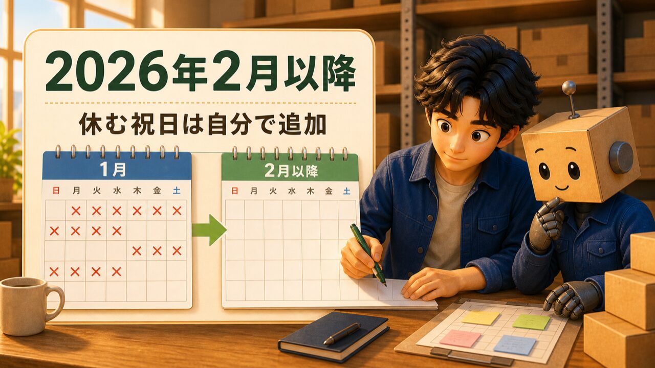2026年2月以降は休む祝日を自分で追加する説明