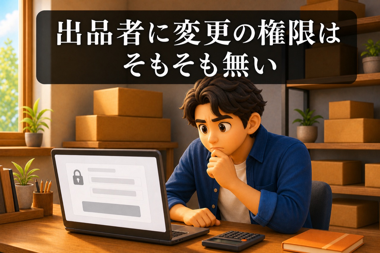 出品者には注文後の配送先を変更する権限がないことを示す図