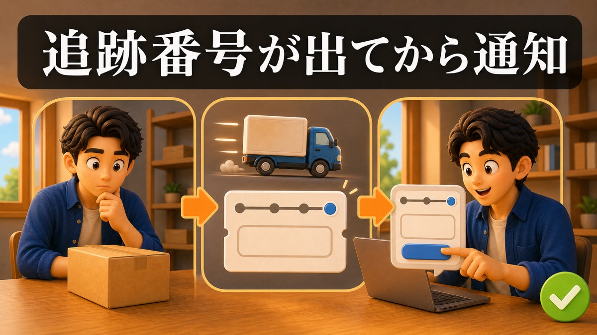 追跡番号を確認して出荷通知