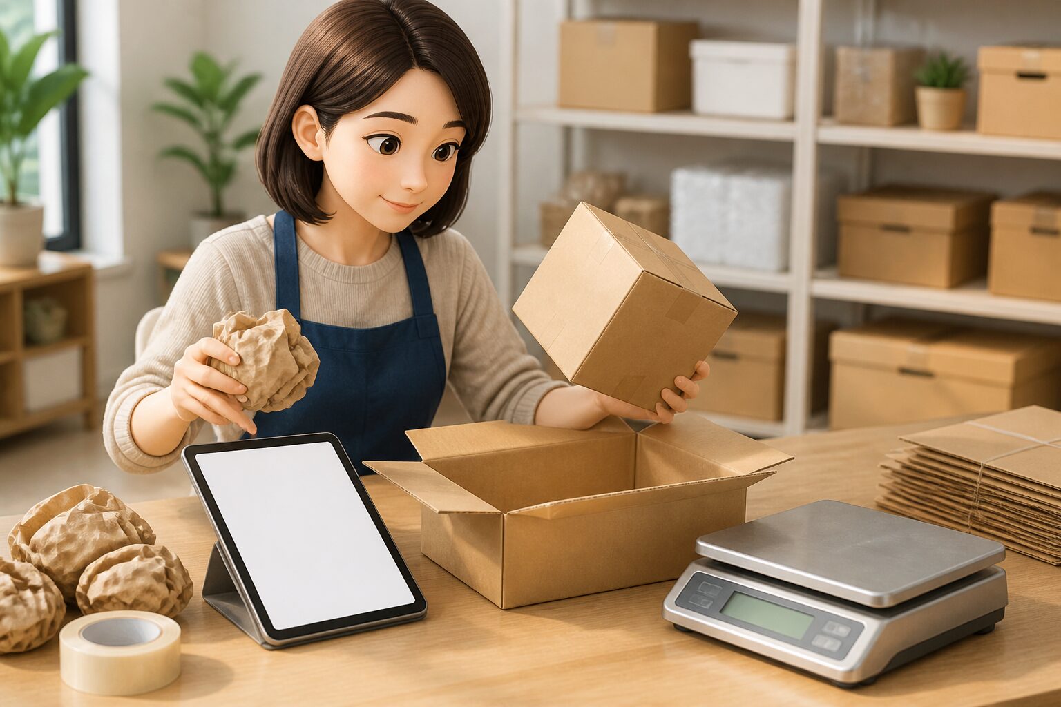 FBA梱包の箱と緩衝材を確認する