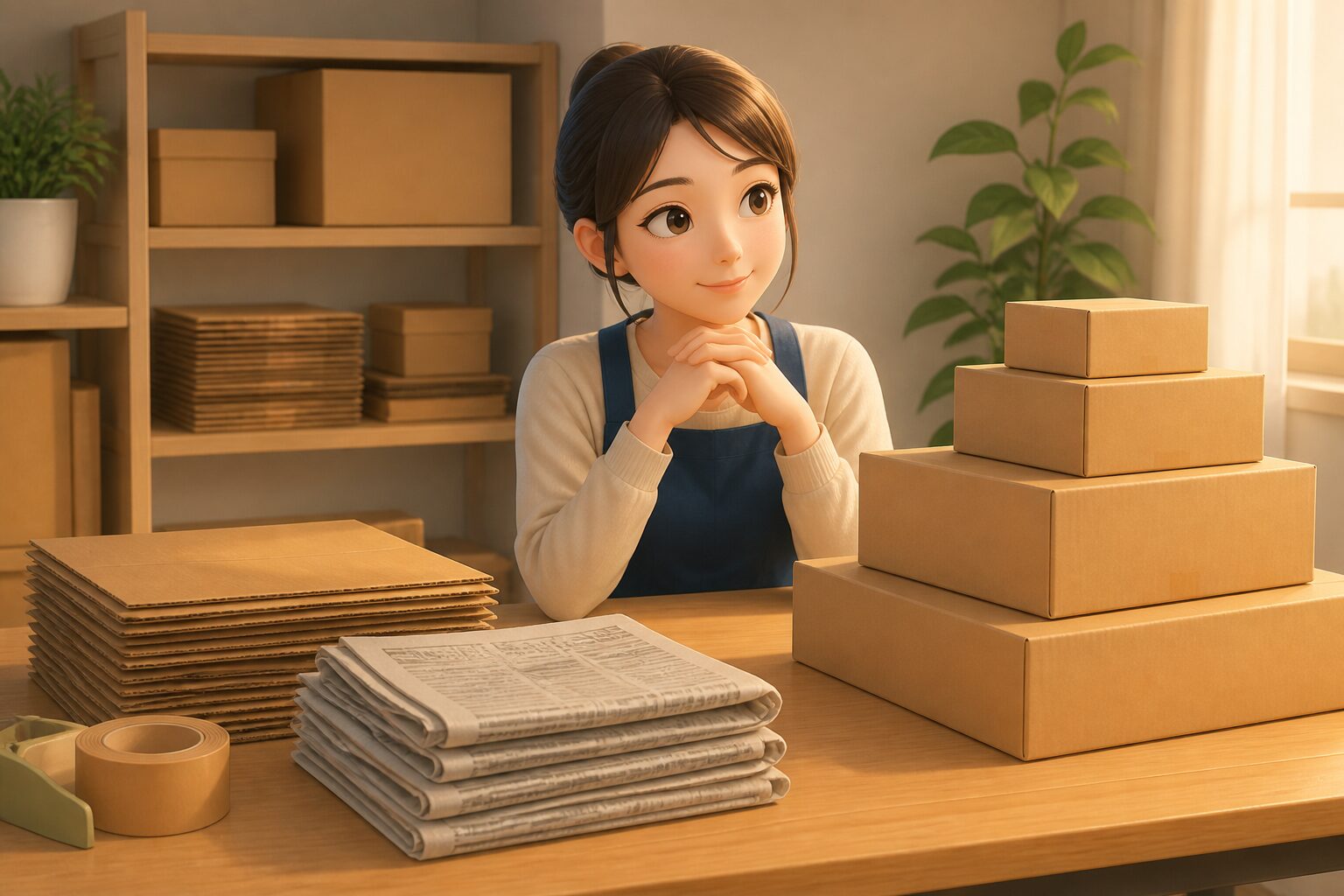 無料資材を再利用して梱包費を節約
