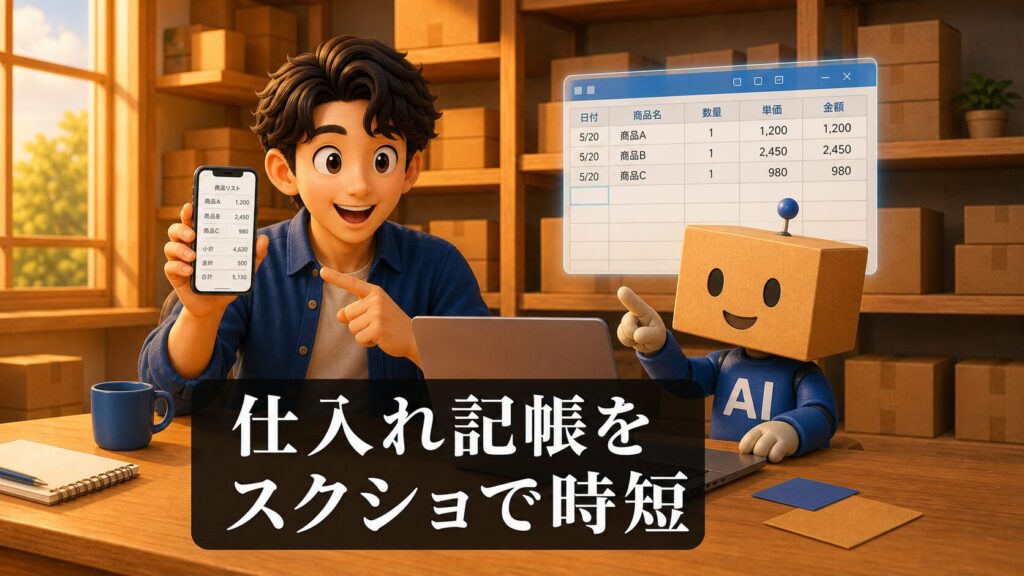 仕入れ記帳をChatGPTで自動化する記事のアイキャッチ