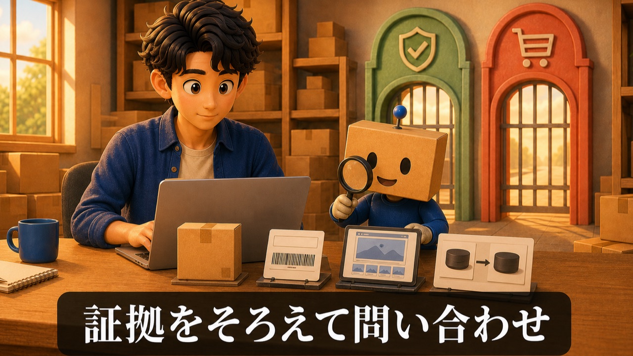 商品情報と比較ASINなどの証拠をそろえる場面