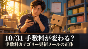 10月31日の手数料カテゴリー更新メールを見て確認する出品者