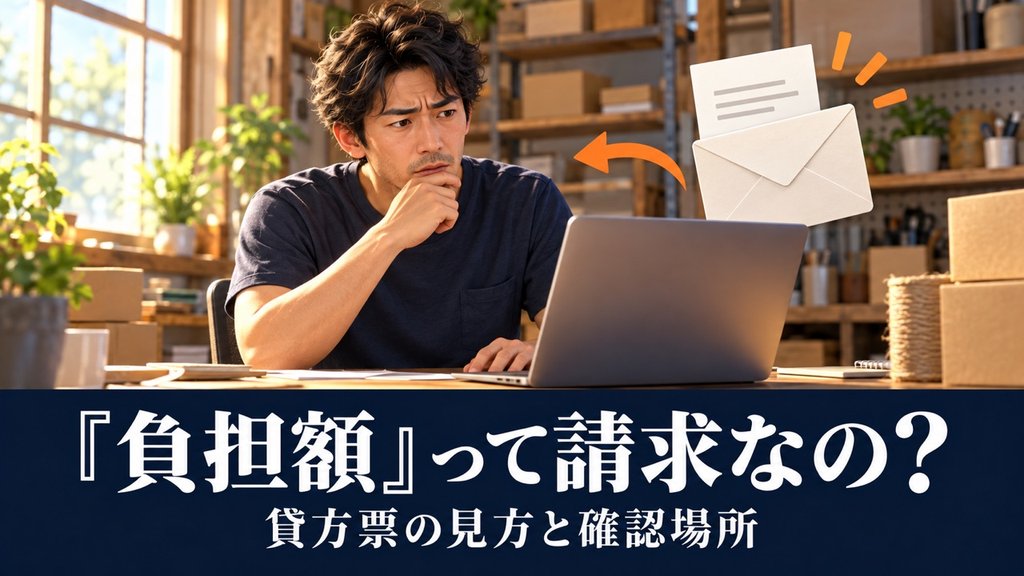 負担額という名前のメールを見て戸惑う出品者。説明用イラスト