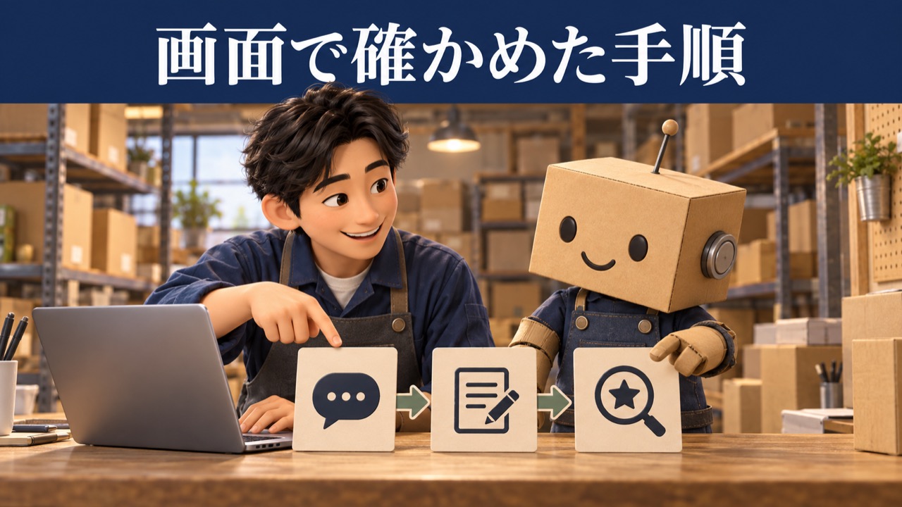 ヘルプ・状況入力・評価確認の流れを示した説明イラスト
