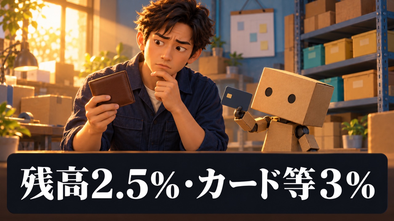 残高払いとカード等の付与率を比べる
