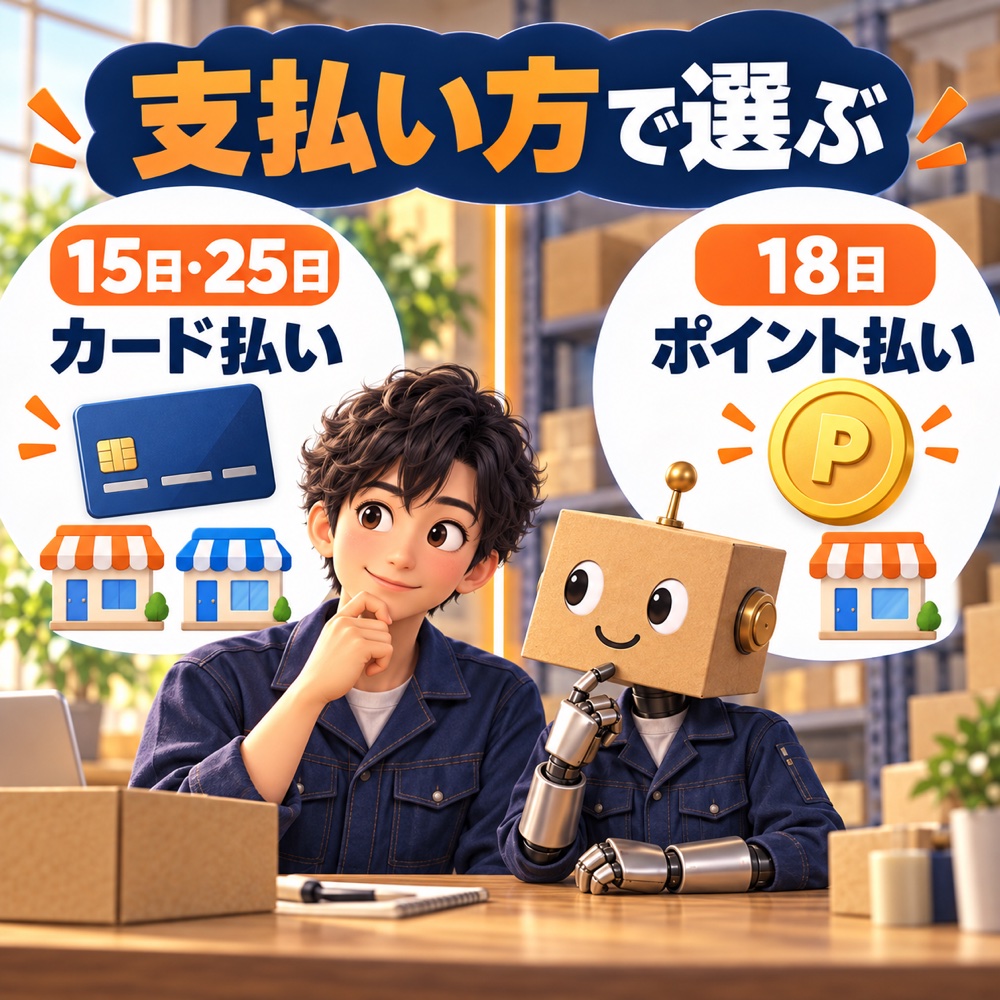 カード払いの15日25日とポイント払いの18日を比較